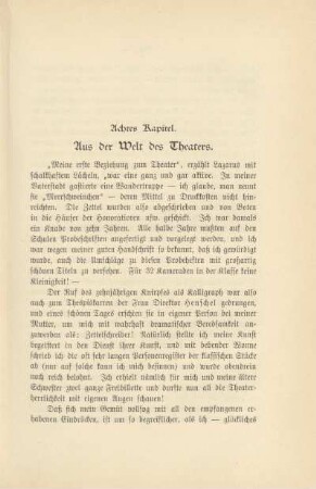 Achtes Kapitel. Aus der Welt des Theaters