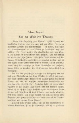 Achtes Kapitel. Aus der Welt des Theaters