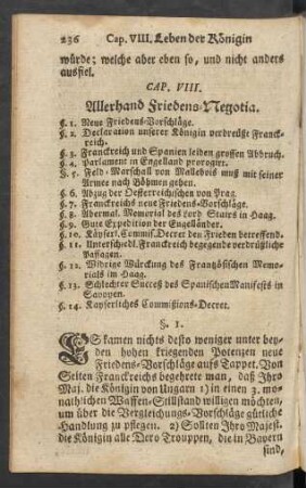 Cap. VIII. Allerhand Friedens-Negotia