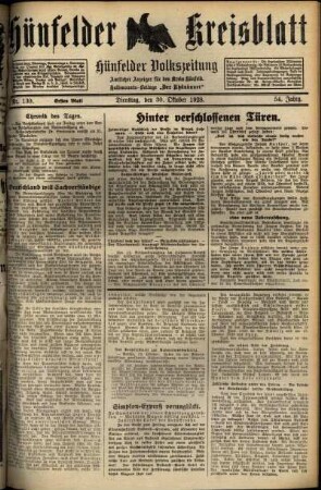 Erste Ausgabe vom Dienstag, den 30. Oktober 1928.