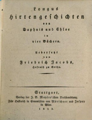 Hirtengeschichten von Daphnis und Chloe : in vier Büchern