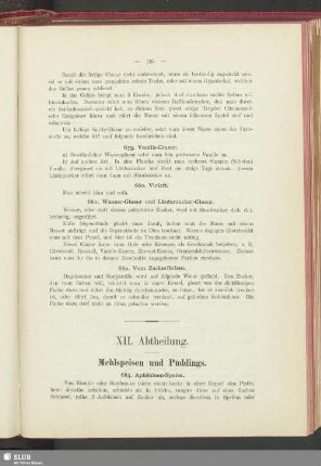 XII. Abtheilung. Mehlspeisen und Puddings