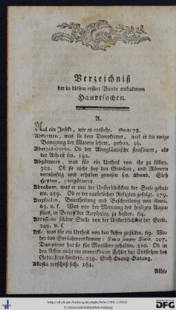 Verzeichniß der in diesem ersten Bande enthaltenen Hauptsachen.