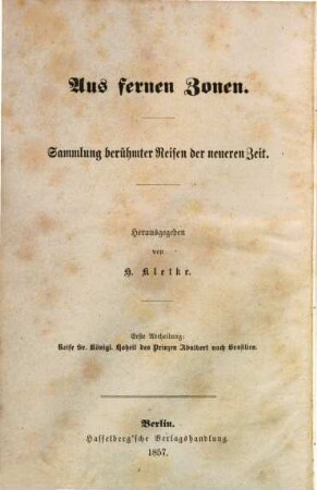 Reise seiner Königlichen Hoheit des Prinzen Adalbert von Preußen nach Brasilien