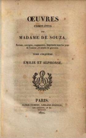 Oeuvres complètes de Madame de Souza. 5, Mademoiselle de Tournon