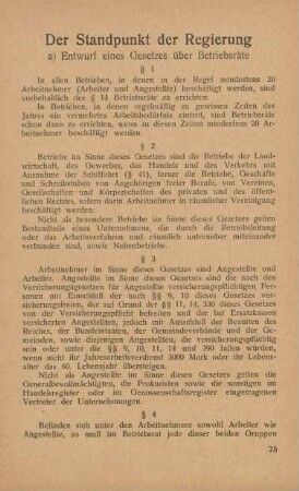 Der Standpunkt der Regierung