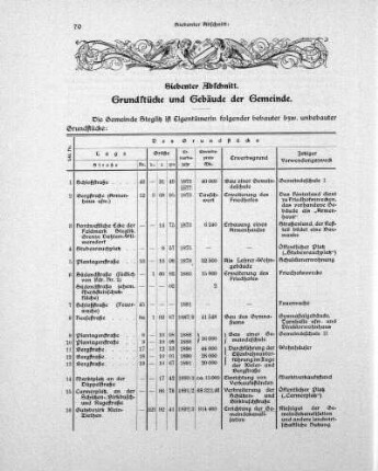 Siebenter Abschnitt. Grundstücke und Gebäude der Gemeinde