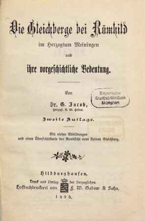 Die Gleichberge bei Römhild im Herzogtum Meiningen und ihre vorgeschichtliche Bedeutung