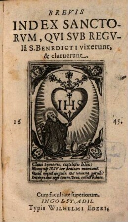 Brevis Index Sanctorum, qui sub Regula S. Benedicti vixerunt ...