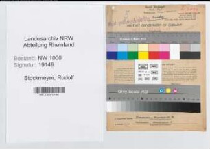 Entnazifizierung Rudolf Stockmeyer, geb. 13.03.1908 (Ingenieur)