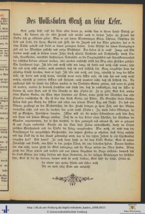 Des Volksboten Gruß an seine Leser.