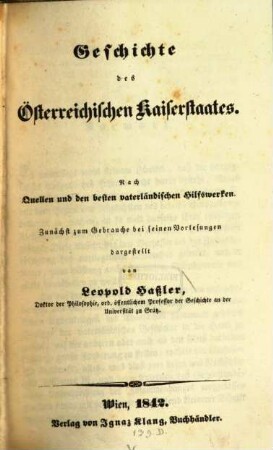 Geschichte des österreichischen Kaiserstaates