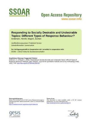 Responding to Socially Desirable and Undesirable Topics: Different Types of Response Behaviour?