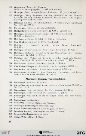 Marmor, Bücher, Verschiedenes (Nr. 588-603)