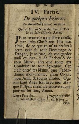 IV. Partie: De quelques Prieres