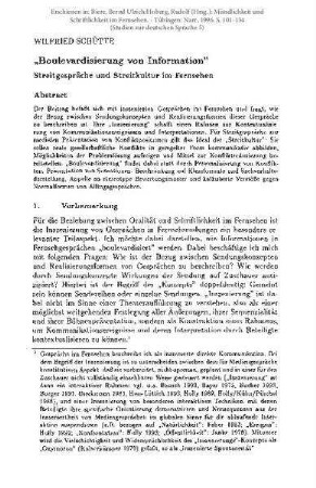 Boulevardisierung von Information: Streitgespräche und Streitkultur im Fernsehen