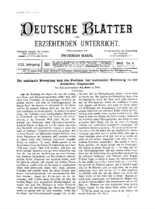 Die nationale Bewegung und das Problem der nationalen Erziehung in der deutschen Gegenwart : (Fortsetzung)