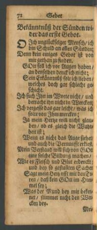 Bekänntnüß der Sünden wider das erste Gebot