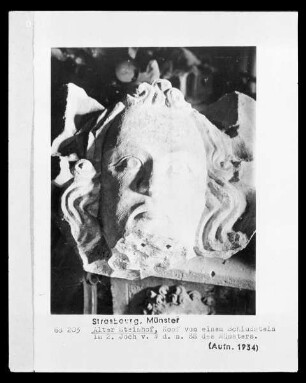 Fragment eines Kopfes von einem Schlussstein, 2. Joch des nördlichen Seitenschiffes
