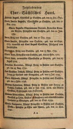 Churfürstlich-Sächsischer Hof- und Staatscalender. 1784