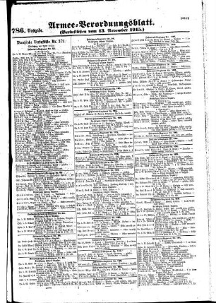 786. Ausgabe. Samstag, 13. November 1915