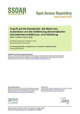 Angriff auf die Demokratie: die Macht des Autoritären und die Gefährdung demokratischer Geschlechterverhältnisse; eine Einleitung