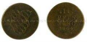 Deutsche Kleinmünze über 2 Pfennig aus dem Kurfürstentum Bayern