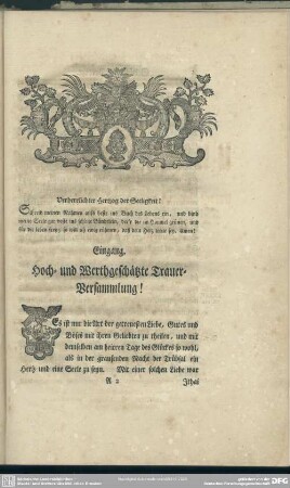 Leichenpredigt : Gedächtniß-Predigt, Eingang, [Text], Vorbrereitung, Vortrag, Seufzer, Abhandlung