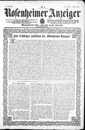 Rosenheimer Anzeiger : Tagblatt für Stadt und Land ; (mit amtlichen Mitteilungen). 1904 = Jg. 50