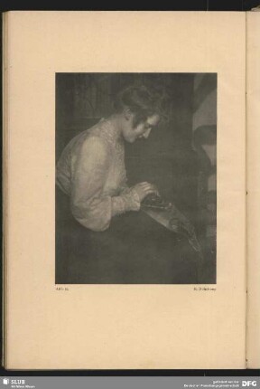 Frau beim Sticken