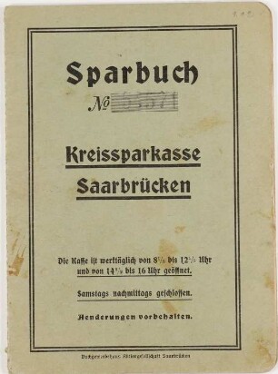 Sparbuch Kreissparkasse Saarbrücken (1940)