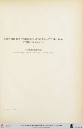 Sergio Bettini: Rapporti tra l'arte bizantina e l'arte italiana prima di Giotti