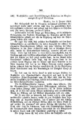 Nachhülfe- und Fortbildungs-Schulen im Regierungs-Bezirk Breslau : [IV. Elementarschulwesen]