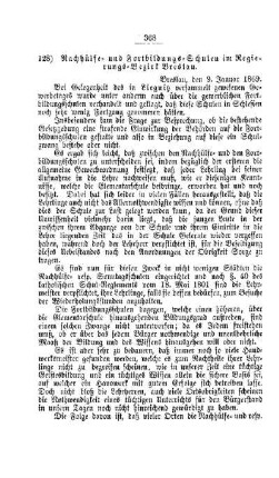 Nachhülfe- und Fortbildungs-Schulen im Regierungs-Bezirk Breslau : [IV. Elementarschulwesen]