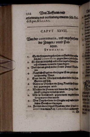 Caput XXVIII. Von der contumacia, und ungehorsame der Zeugen/ unnd Parteyen