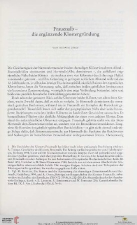 Frauenalb – die ergänzende Klostergründung