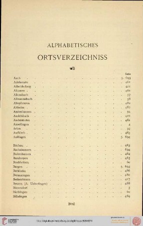 Alphabetisches Ortsverzeichniss