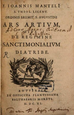 Ars artium sive de regimine Sanctimonialium diatribe