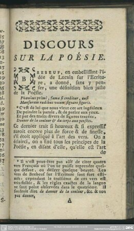 Discours Sur La Poésie