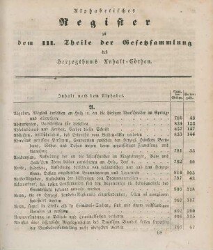 Alphabetisches Register zu dem II. Theile der Gesetzsammlung des Herzogthums Anhalt-Coethen