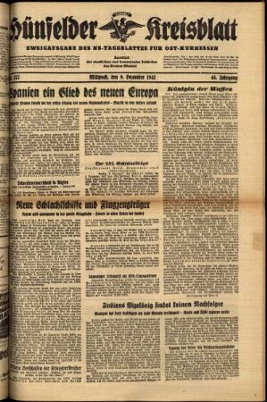Ausgabe vom Mittwoch, den 09. Dezember 1942.