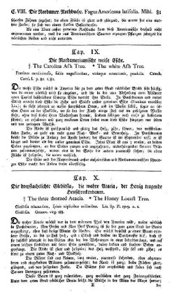 Cap. IX. Die Nordamericanische weiße Esche. Fraxinus caroliniensis.Catesby.
