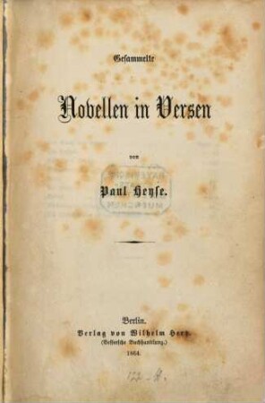 Gesammelte Novellen in Versen