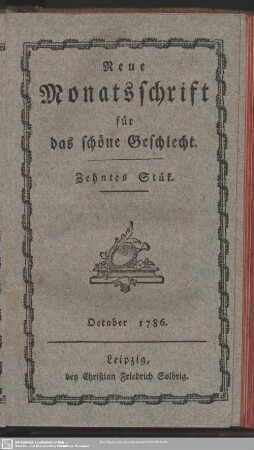 Zehntes Stük. October 1786
