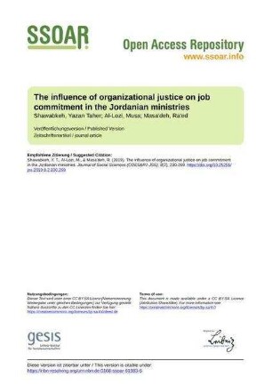 The influence of organizational justice on job commitment in the Jordanian ministries