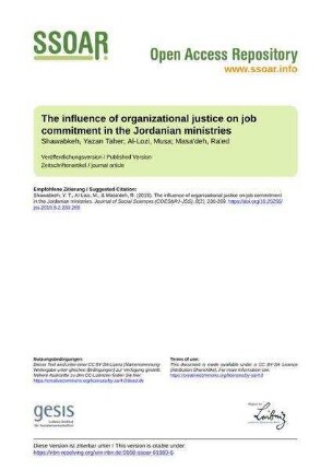 The influence of organizational justice on job commitment in the Jordanian ministries