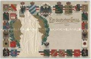 Patriotische Postkarte mit Germania