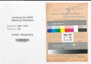Entnazifizierung Margarethe Jordan , geb. 09.01.1900 (Lehrerin)