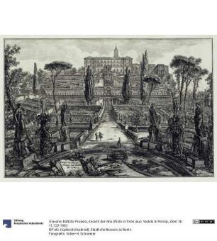 Ansicht der Villa d'Este in Tivoli (aus: Vedute di Roma)
