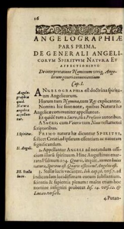 Angelographiae Pars Prima, De Generali Angelicorum Spirituum Natura Et Affectionibus